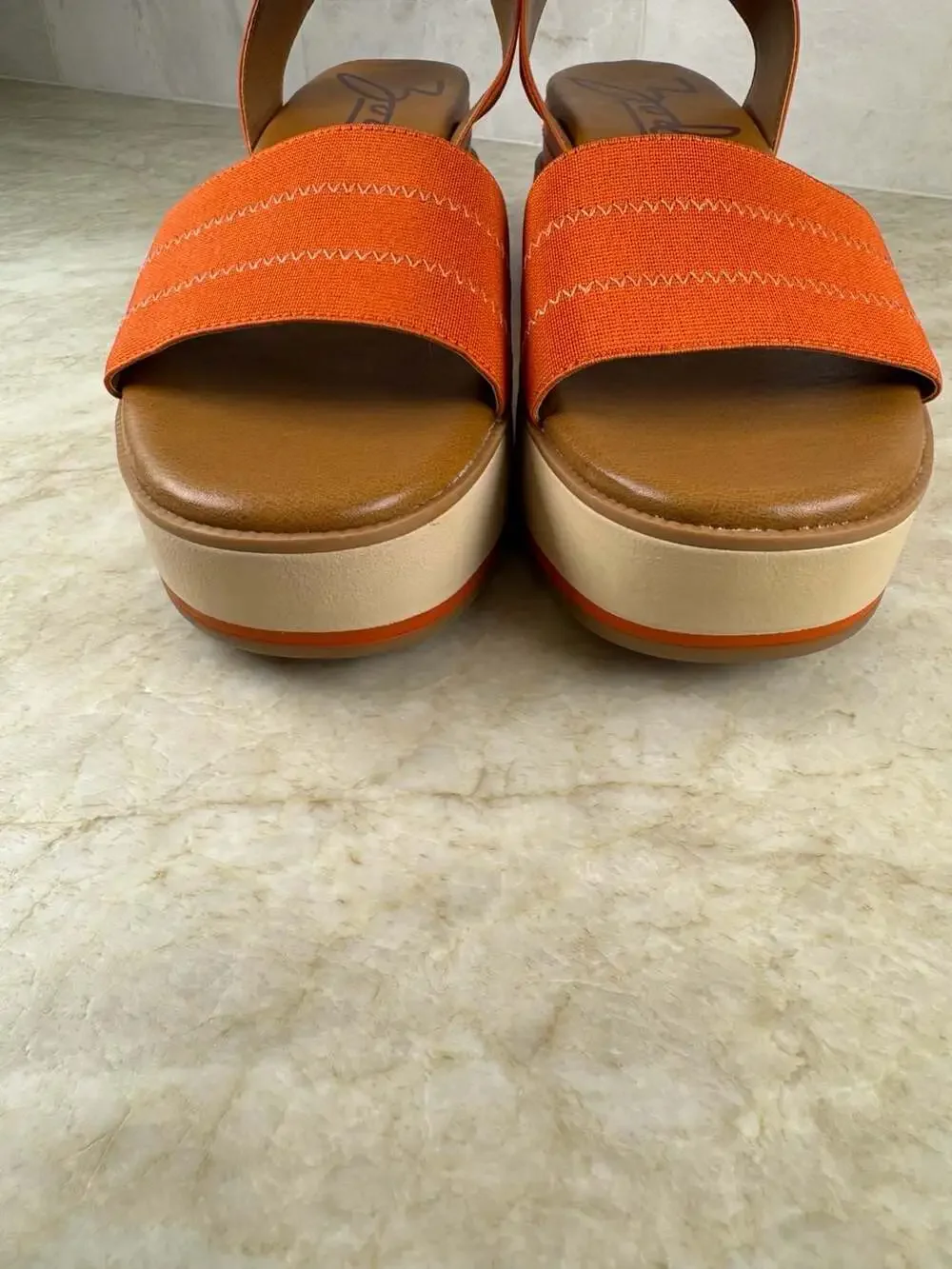 Zodiac Bailee Orange Platform Wedge Ankle Strap Sandals Womens 9M